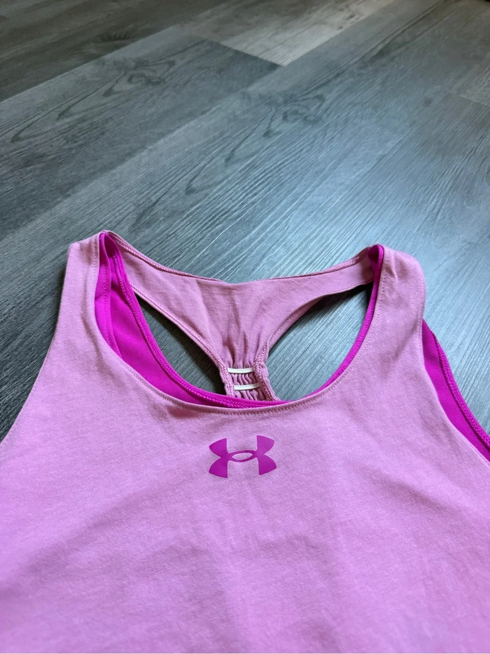 Under Armour Double The Fun Pink Tank Top Youth Large